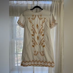 Ann Taylor loft white linen shift dress